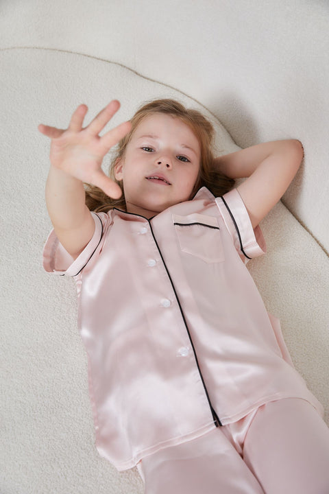 Pink Silk Pajamas Set For Kid