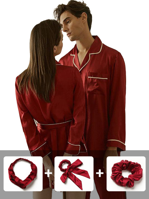 Luxurious Red Pajamas Set For Couple| 5 pcs