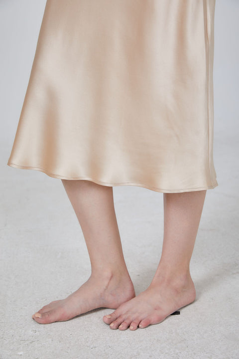 Long & Close Fitting Silk Slip Nightgown