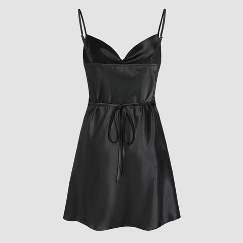 Cowl Neck Silk Slip Dress with removable thin belt