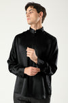 Silk Blouse for men stand-up collar