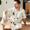Universe Printed Silk Pajamas Set for Men Short Sleeves