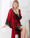 Women's Silk lace Nightgown with midi Robe set