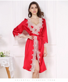Women's Silk lace Nightgown and luxury midi Robe set