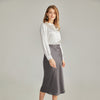 100% Pure Silk Plaid Midi Pencil Skirt
