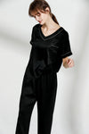 Short Sleeve Pullover Silk Pajamas Set