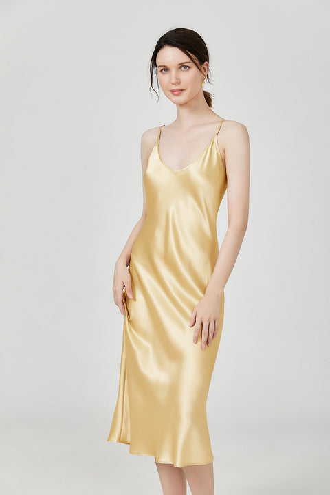 Long & Close Fitting Silk Slip Nightgown