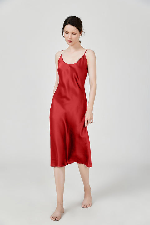 Long & Close Fitting Silk Slip Nightgown