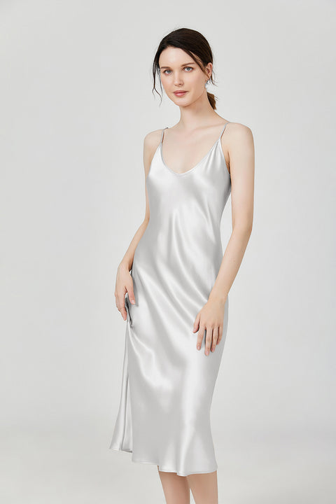 Long & Close Fitting Silk Slip Nightgown