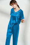Short Sleeve Pullover Silk Pajamas Set