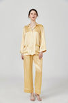 Chic Trimmed Women Silk Pajamas Set WithPockets