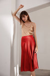 Silk Skirt High Waist Long Irregular A-Line Skirt (no camisoles)
