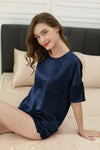 Silk pajama set for women Oversize crew Loungewear