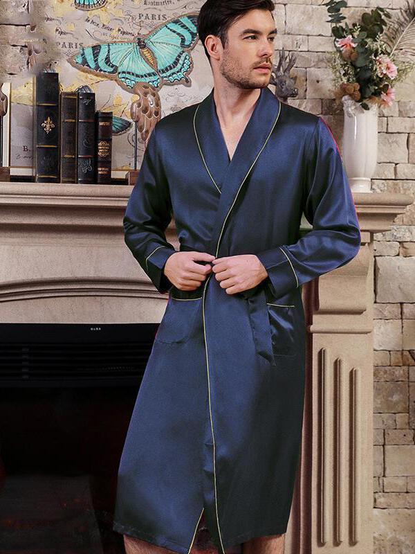 100% Pure Grade 6A Mulberry Silk Robes for Men