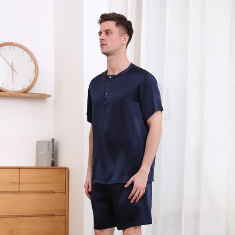 men's Lifestyle Silk Pajama shorts Set