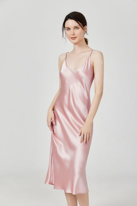 Long & Close Fitting Silk Slip Nightgown