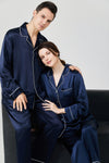 Long Sleeves Classic Silk Pajamas Set For Couple