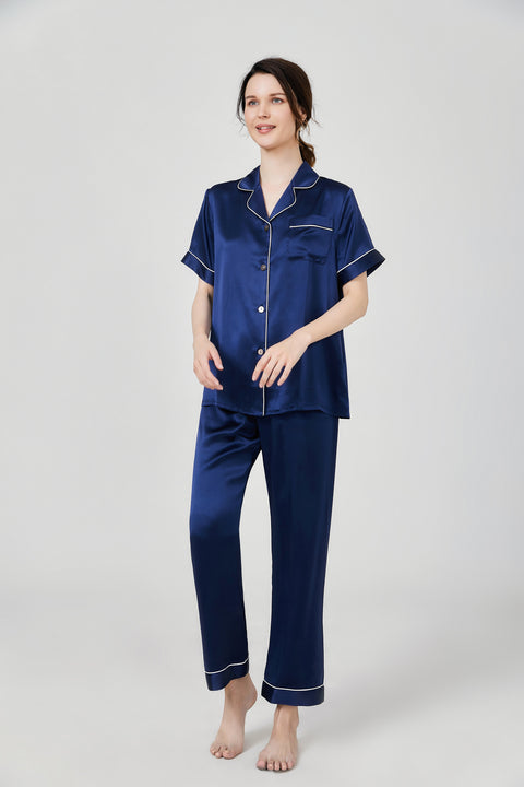 19/22 Momme  Classic Short Sleeve Silk Pajamas Set