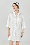 3pcs Sexy Long White Silk Sleep Shirt