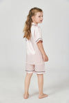 Girls' Silk Pajamas Set with Trimming Kids Cute Silk Night Wear Shorts set