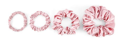 19 Momme 4 Pack Different Size Flower Silk Hair Scrunchies