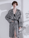 Asilklife High Quality Zebra Stripe Printed Silk Robe For Women