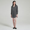 Black and White Stripe Long Sleeve Silk Sleep Shirt