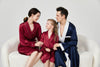 3Pcs Comfortable Mulberry Silk Matching Family Sleepwear For Adults And Kids Holiday PJS