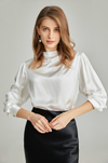 Silk Long Sleeves Pleated Pullover chic Silk Blouse