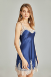 Lace Trimmed Women's Silk Nightgown with robe