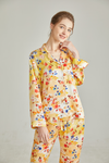 Floral Printed Silk Pajamas Set Long Sleeves