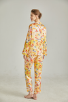 Floral Printed Silk Pajamas Set Long Sleeves