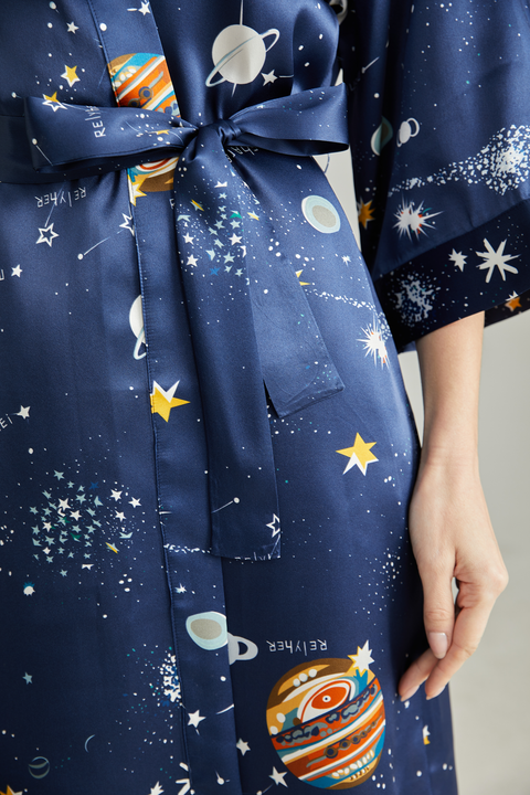 Graphics Kimonos Silk Robe For Women
