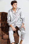 ASilklife Men's Long Sleeve Silk Pajama Set