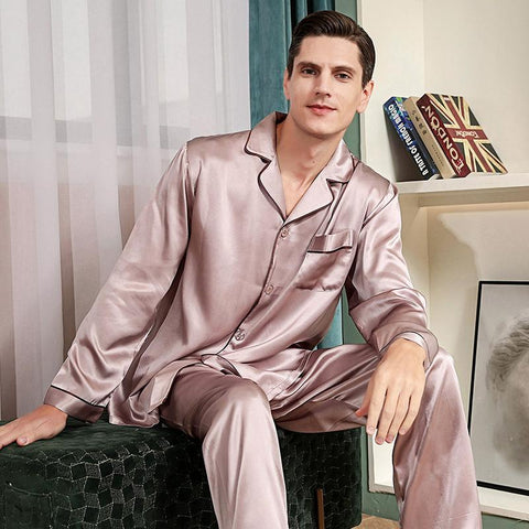 Asilklife Luxury Long Sleeves V-neck Pajamas Set For Men | Multi-Colors Selected