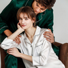 Asilklife Long Sleeves Classic Silk Pajamas Set For Couple