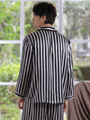 Asilklife High Quality Zebra Stripe Full Length Printed Silk Pajamas For Men