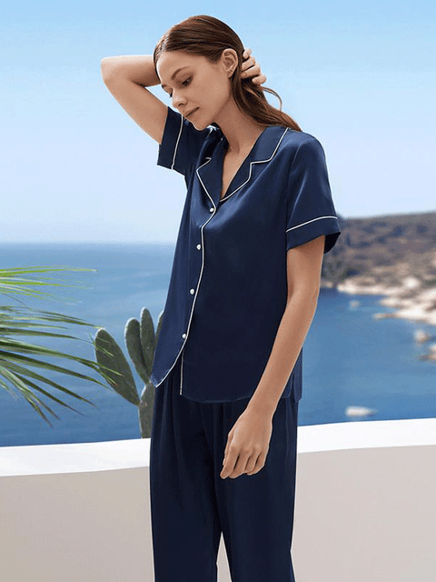 Asilklife Luxury Chic Short Sleeves Pajamas Set For Women | Multi Color Selected