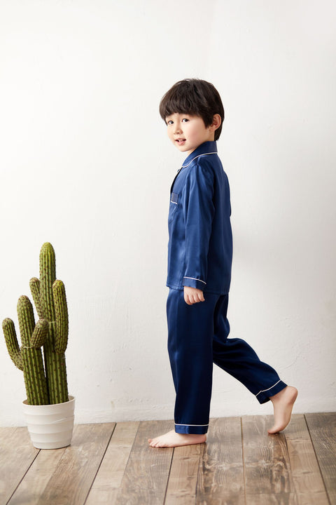 Boys Long Silk Pajamas Set Kids' Classic PJS