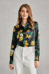 19 Momme Mulberry Silk Animals and Plants Print Silk Shirt
