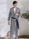 Asilklife High Quality Zebra Stripe Printed Silk Robe For Men