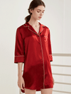 Asilklife Mulberry SilkNotched Collar Sleep Shirt Silk Nightgown