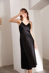silk midi slip dress nightgown V-Neck