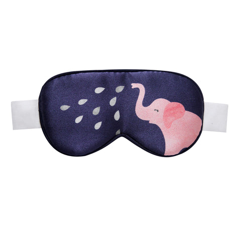 0-3 years old kid's silk sleep mask light navy blue eye cover pink elephant sleeping mask