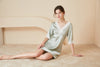 Asilklife Light Elegant Lace Middlesleeves Silk Nightgown