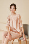Asilklife Summer Cute Lace Charm Silk Nightgown