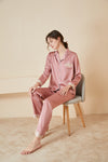 Asilklife Luxury longSleeves Silk Pajamas Set With Lace|Multi Color Selected