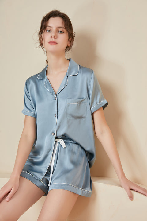 Asilklife Summer  Luxury Chic Short sleeves  Pajamas Set For Women