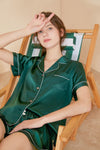 Asilklife SummerLuxury Chic Short sleevesPajamas Set For Women