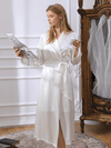 Asilklife Classic Plain White Silk Robe
